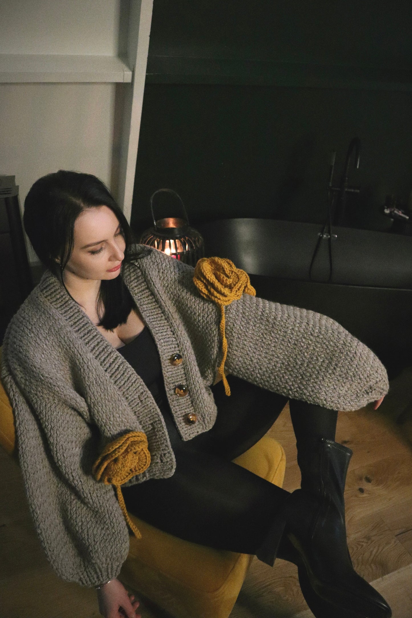 Half-Wool Bomber Jacket with Roses