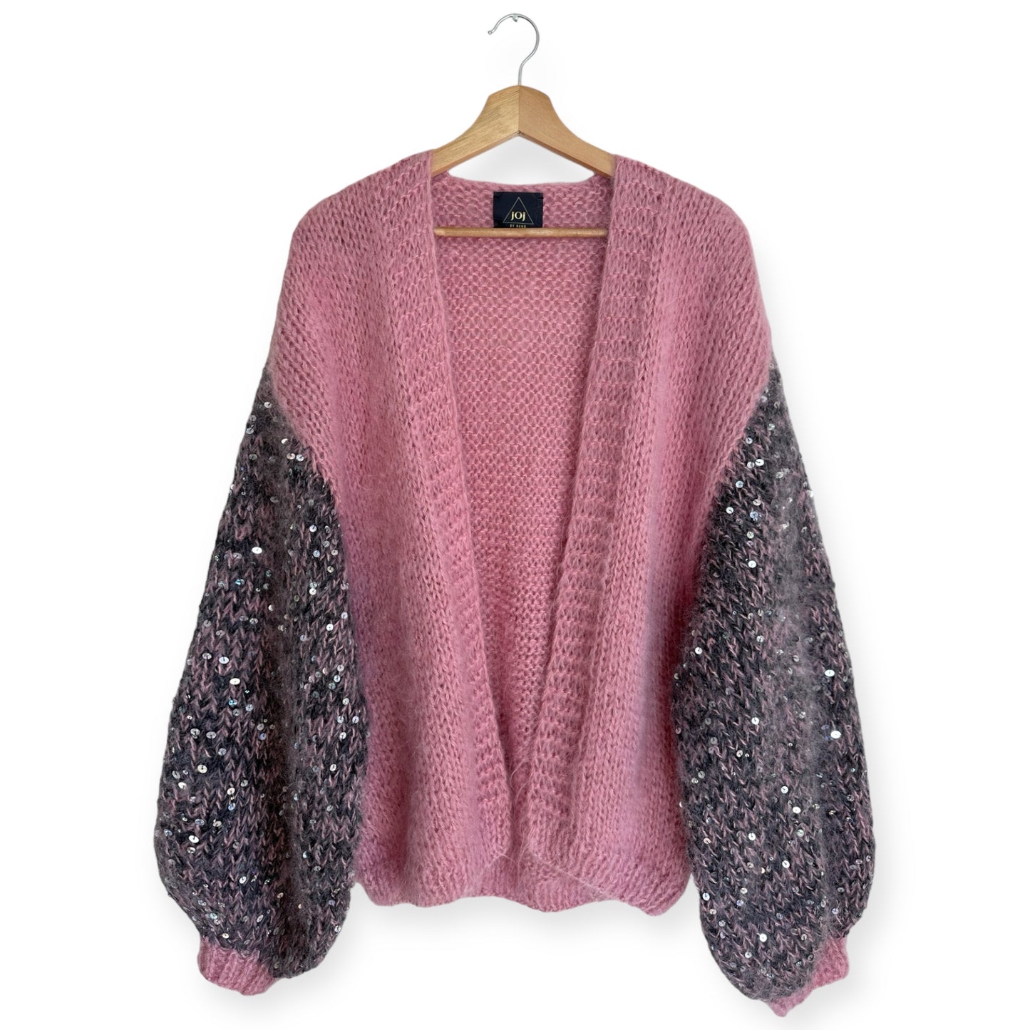 Mohair cardigan with decorated sleeve "Rose"