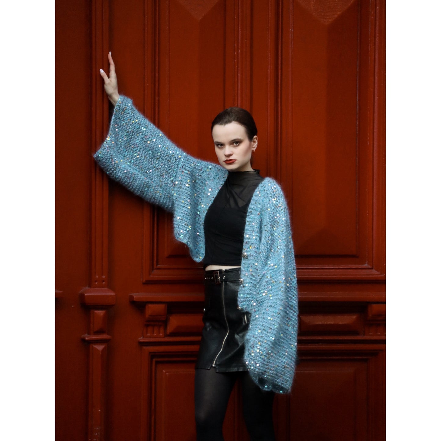 Mohair cardigan with sequins "Sky"