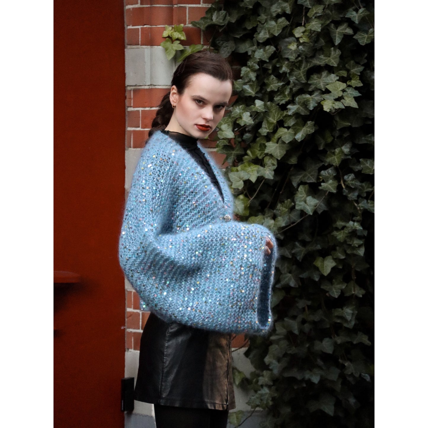 Mohair cardigan with sequins "Sky"